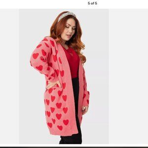 Adorable oversized heart pattern cardigan sweater